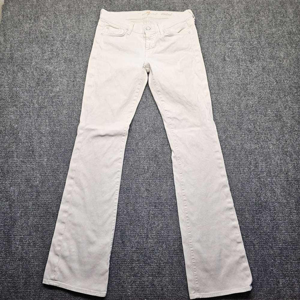 7 For All Mankind White Bootcut Jeans Womens 27 Low Rise Stretch U075374S